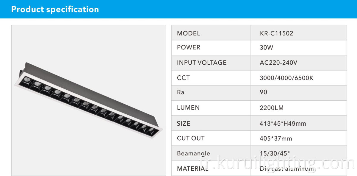 30w Recessed Led Mini Grille Light